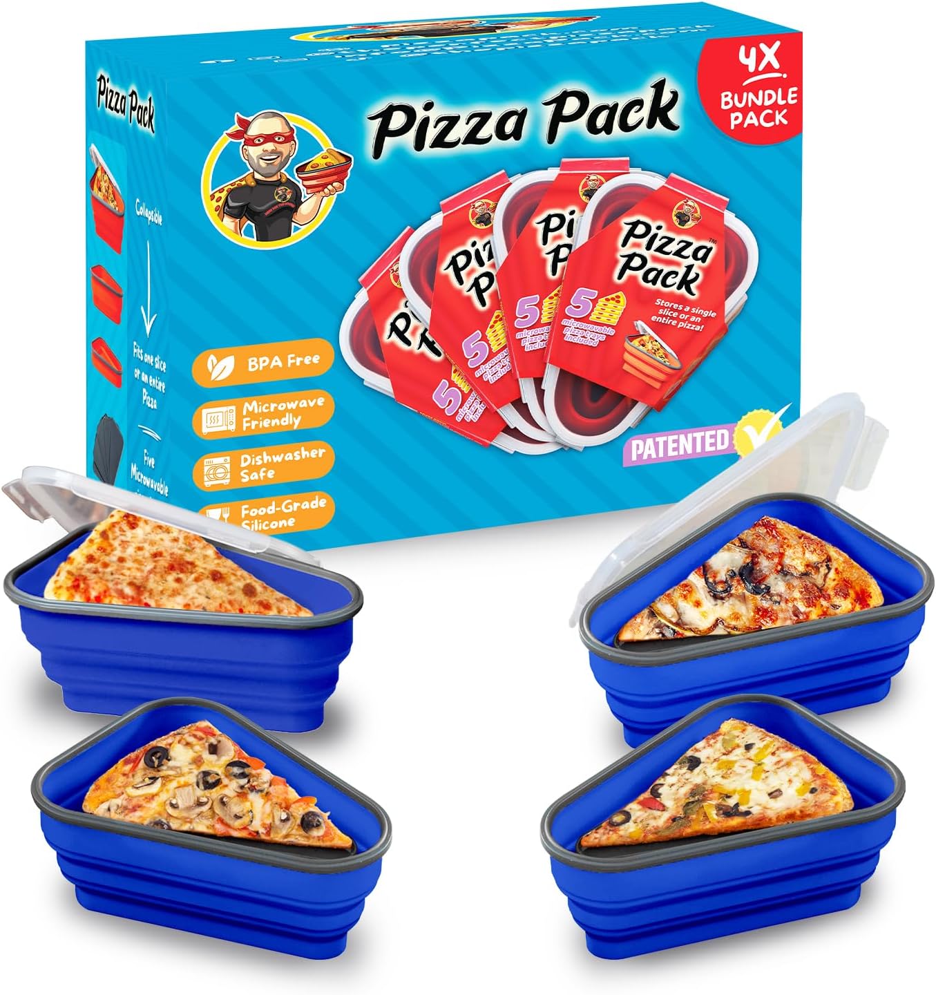Contenedor pizza reutiliz. 5 bandejas ajustables sin BPA