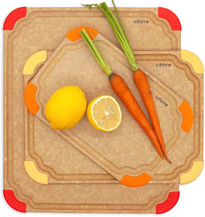 Set 3en1 tablas cortar cocina antideslizantes fibra madera