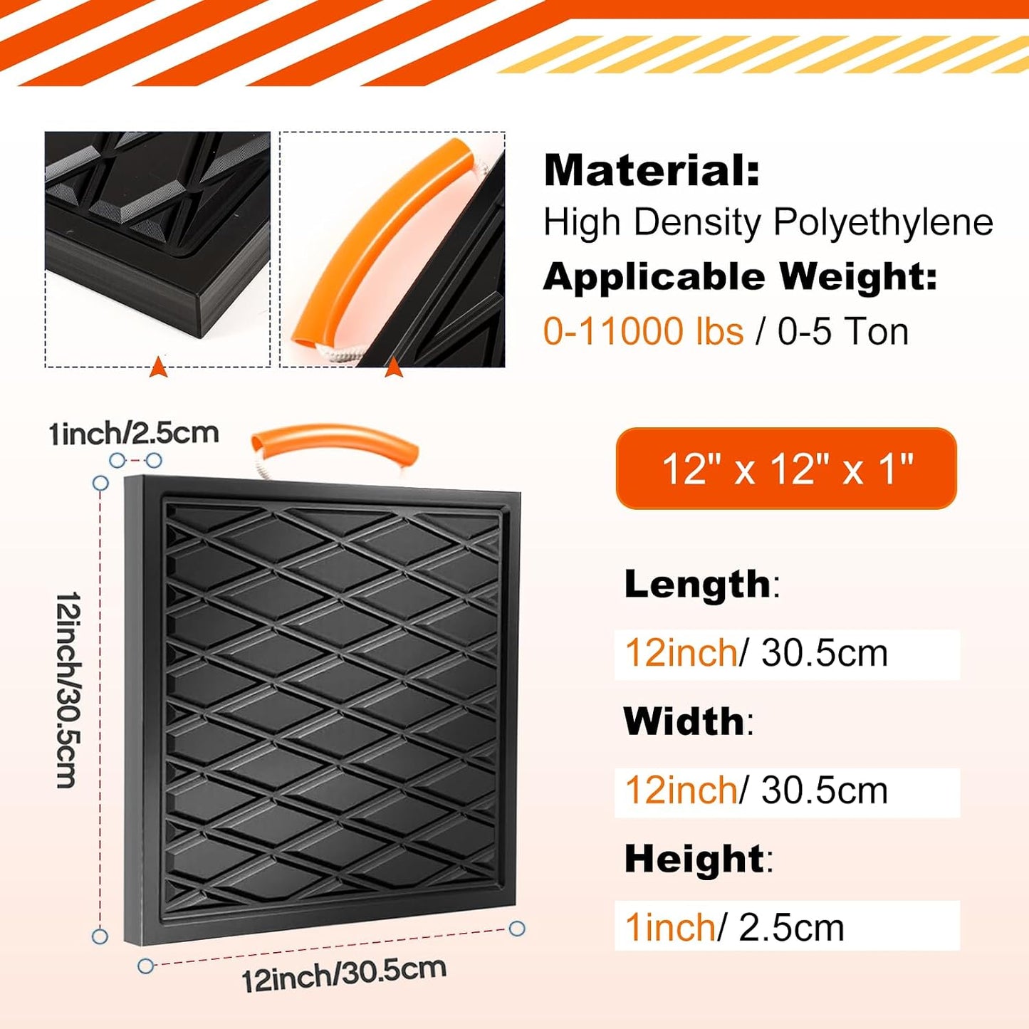 Bloques estabilizadores antideslizantes 12x12pulg para camiones