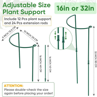 12 Estacas Ajustables 16-32pulg Soporte Peonía Jardín