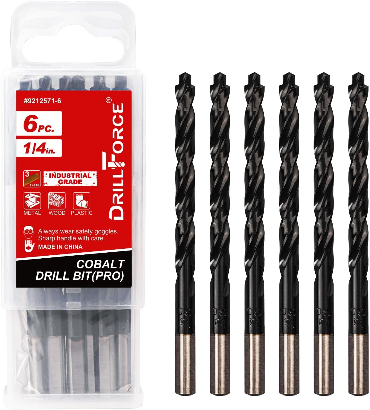 Set 6 brocas cobalto 1/4pulg M35 para acero inox