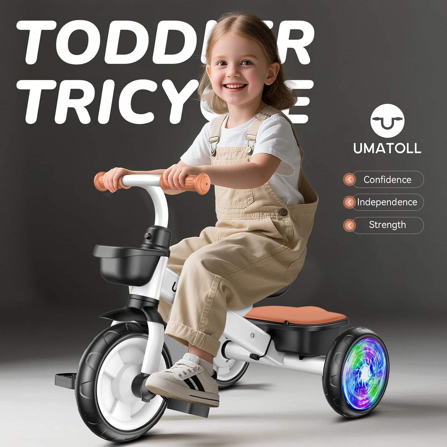 Triciclo para niños 2-5 años ajustable al aire libre