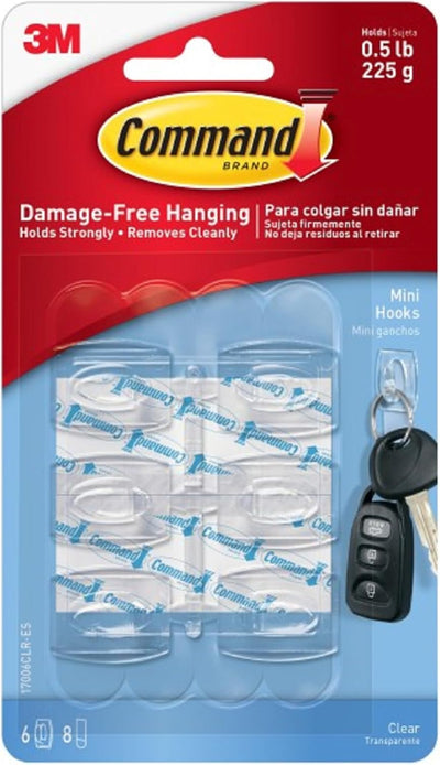 6 Ganchos Mini Transparentes con 8 Tiras 17006CLRES-D