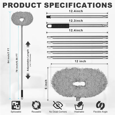 Limpiador ventilador techo poste extensible 13-84pulg gris