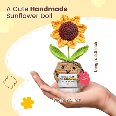 Muñeca girasol positiva de ganchillo regalo para mujer