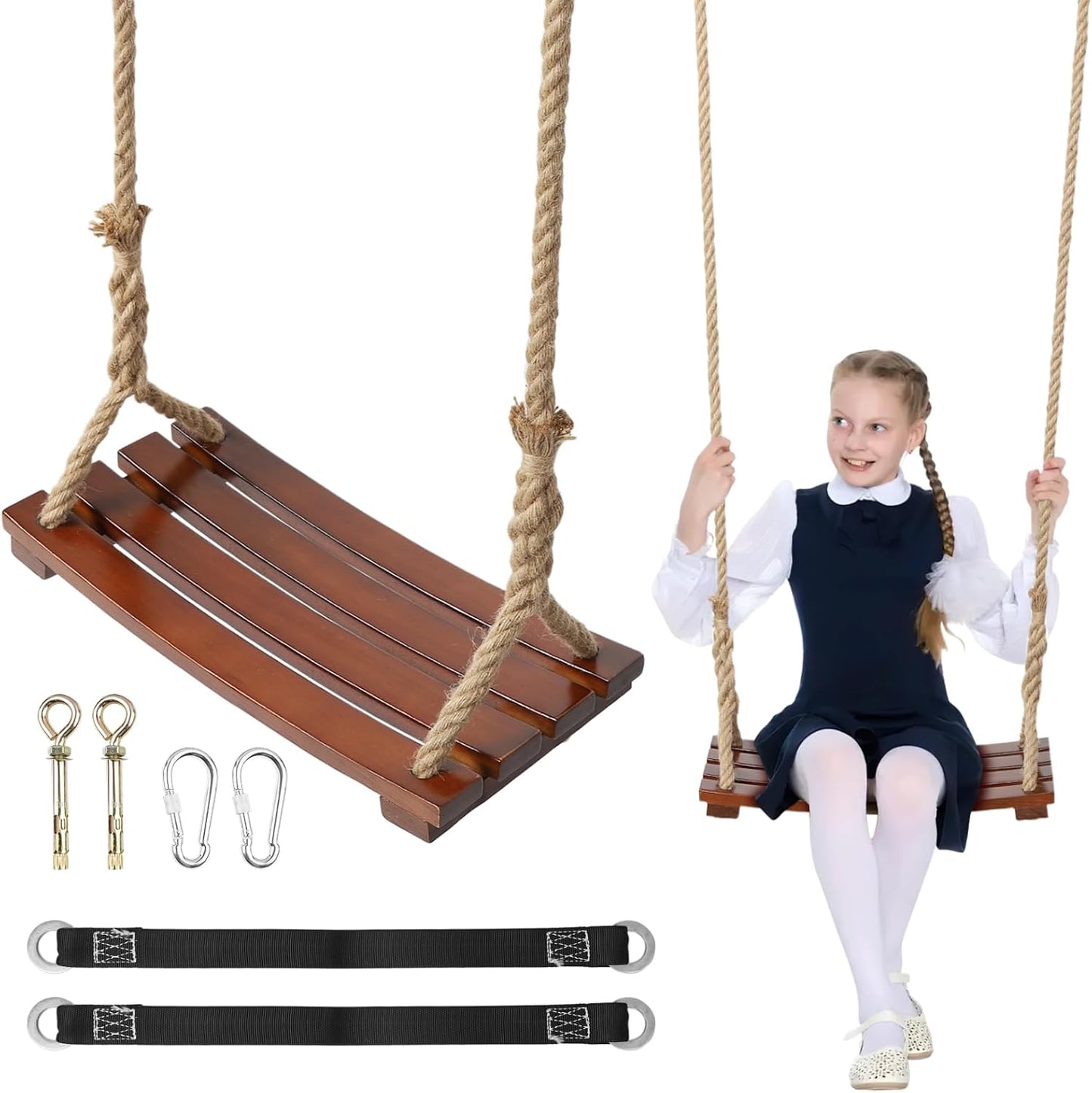 Columpio madera para árbol 500lb asiento resistente