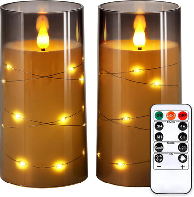 Velas LED con tira luces estrellas 3D pack 2 blanco