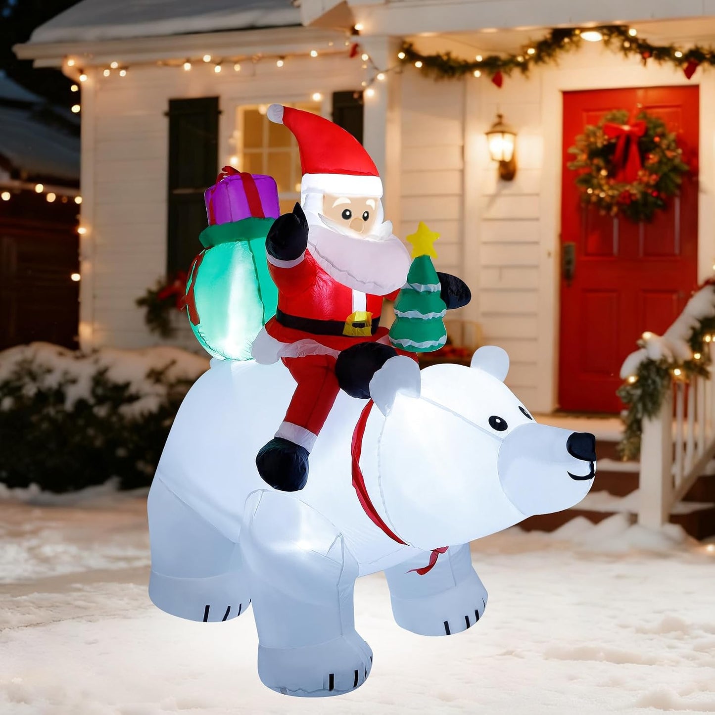 Decoración inflable Santa Claus 6ft luces LED jardín