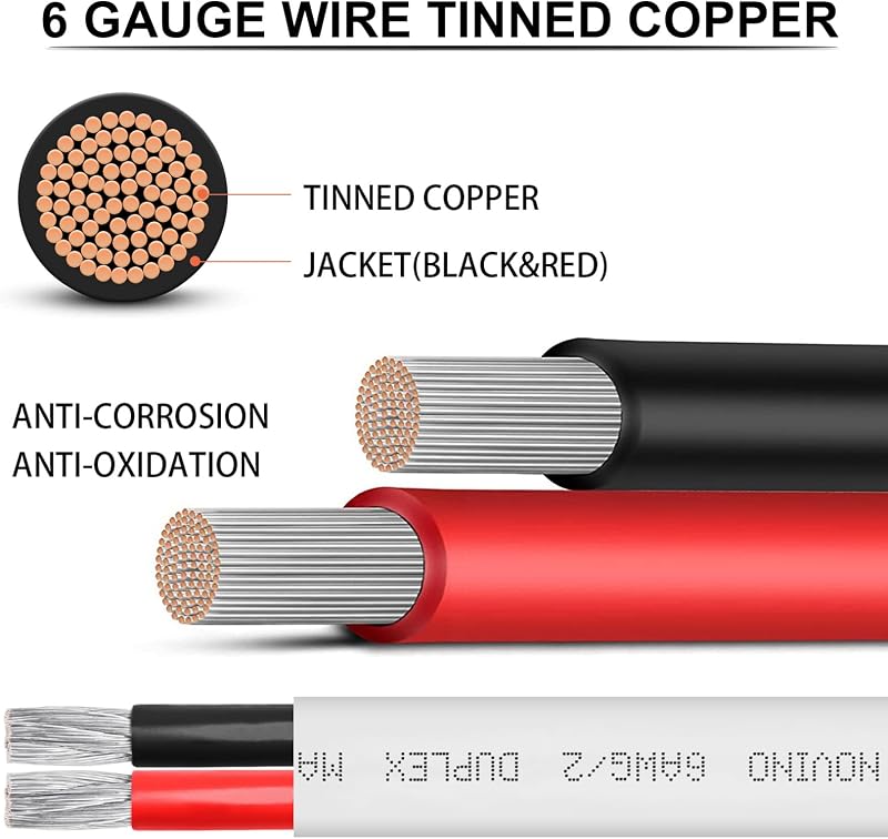 Cable marino 6 AWG 30pies dúplex cobre estañado para barco