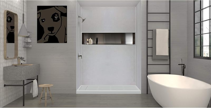 Base ducha rectangular 48x32pulg drenaje izquierdo gris