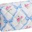 Bolsa maquillaje viaje con cremallera organizadora flores lazo azul