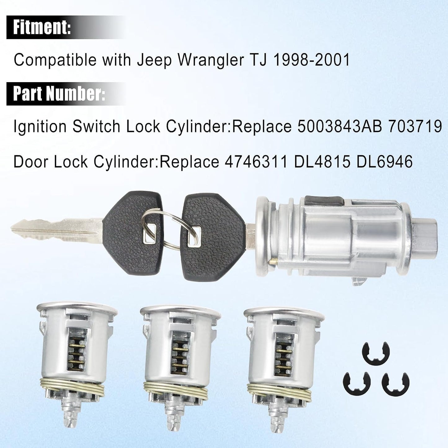Cilindro bloqueo encendido puerta 2 llaves Jeep TJ 98-01