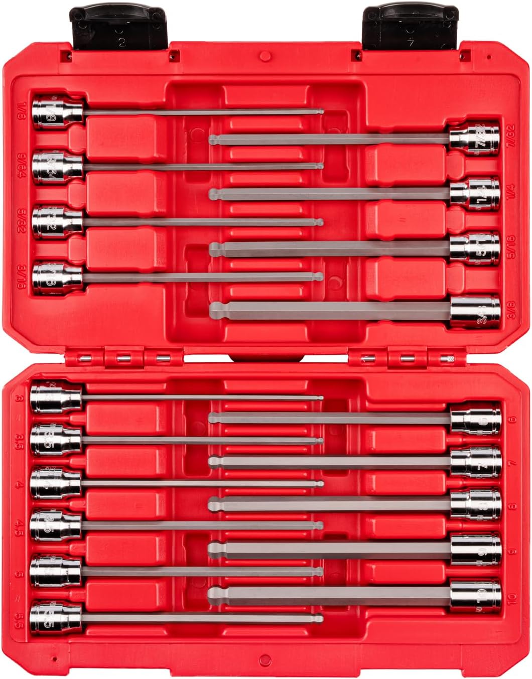 Set llaves vaso punta hexagonal 3/8 pulg 19 Pzas