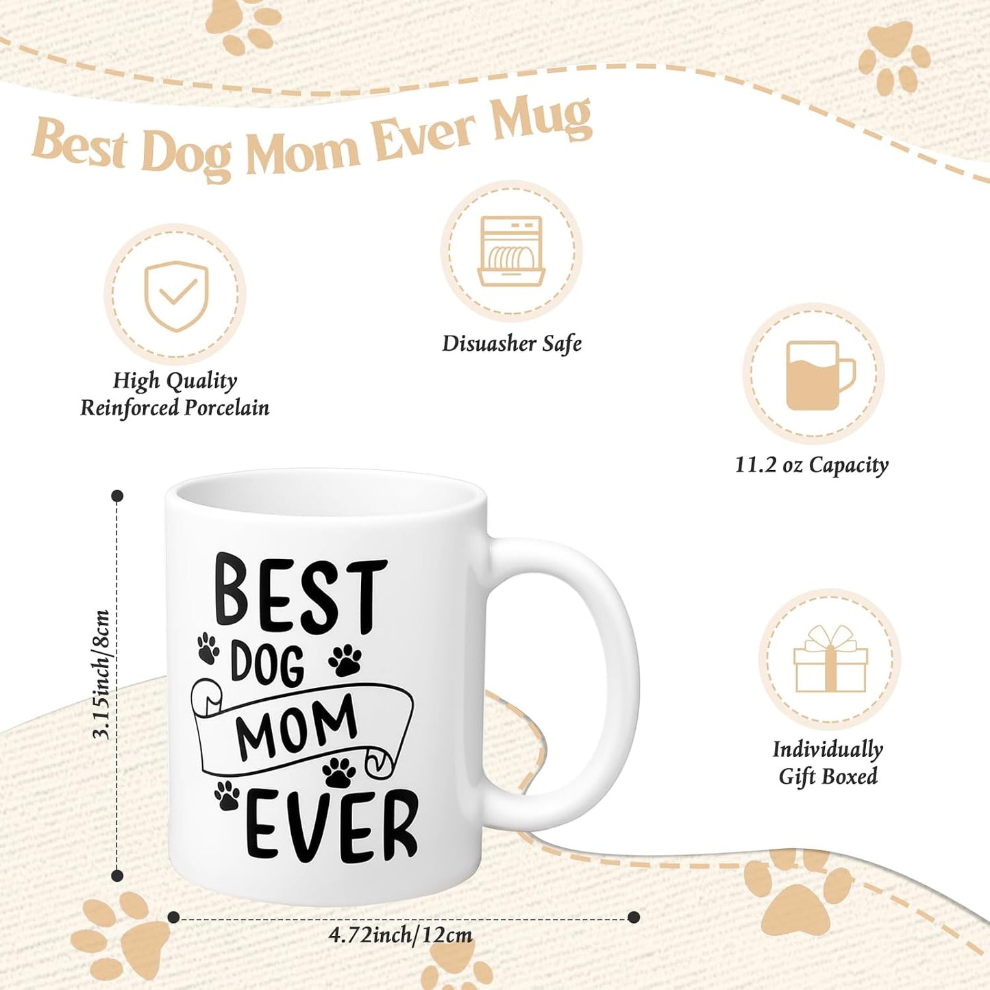 2 Tazas Bambú 11.2oz Regalo Mamá Perro Cachorro