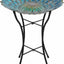 Tazón baño pájaros luz LED mosaico vidrio azul 53.3cm