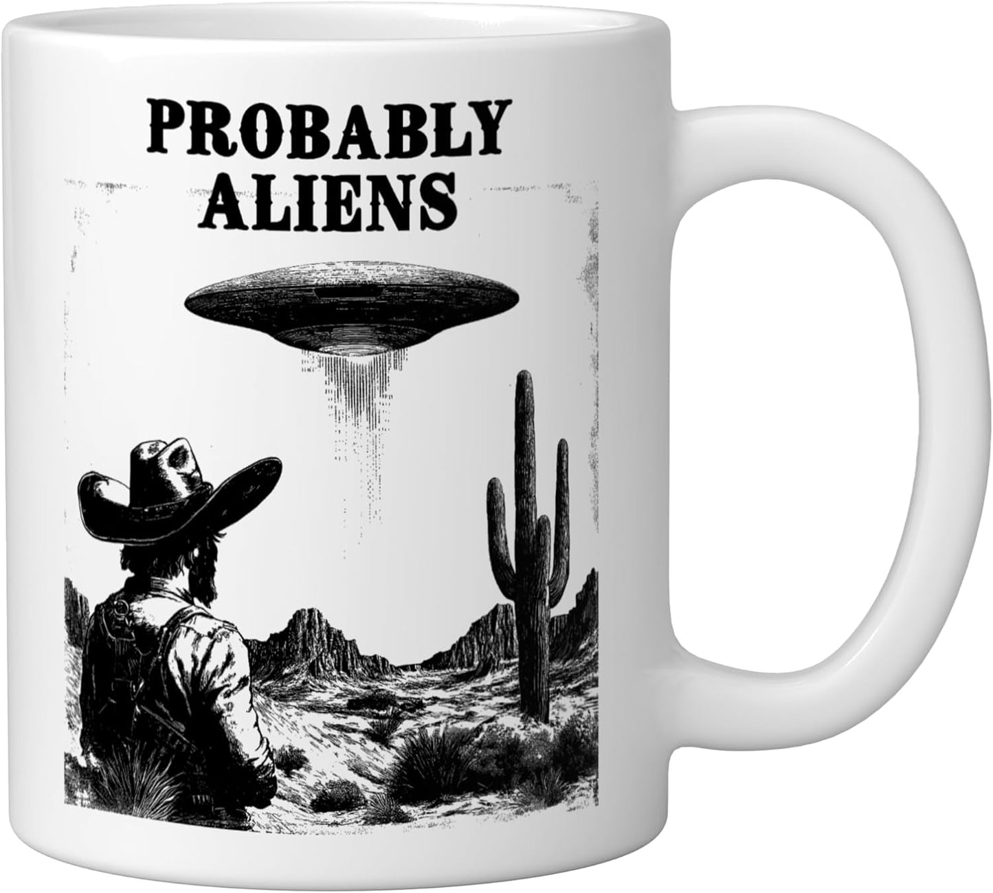 Taza Cerámica Diseño UFO Desierto Blanco