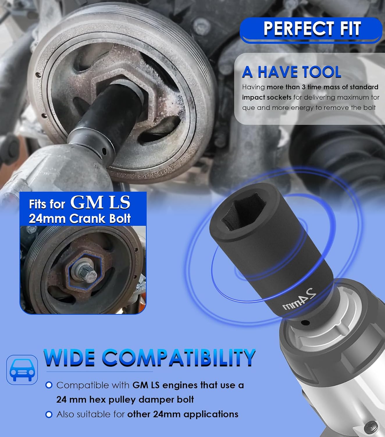 Herramienta zócalo para GM LS 0.945" 77070