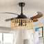 Ventilador techo retráctil bohemio 42" luces cuentas madera