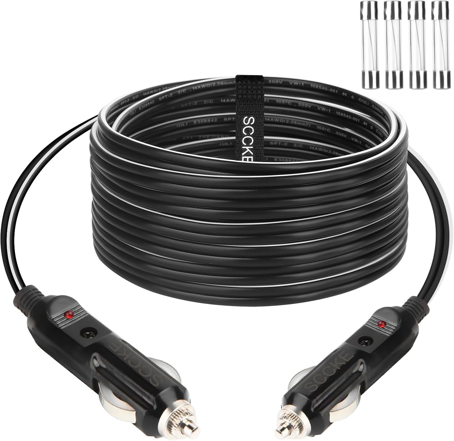 Cable cargador mechero 12pies 20A con LED y fusible