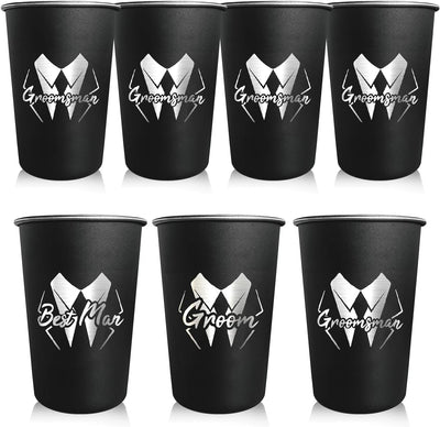 7 Vasos Acero Inox 16oz para Padrinos Boda