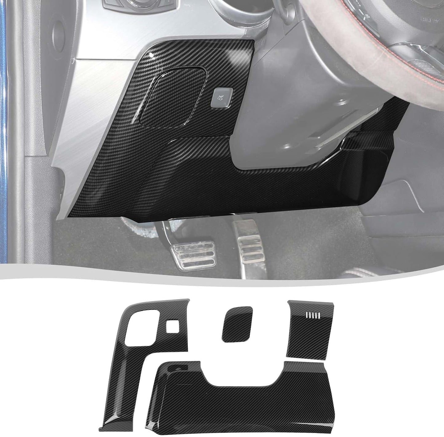 Kit cubiertas panel dirección Mustang 15-23 negro fibra