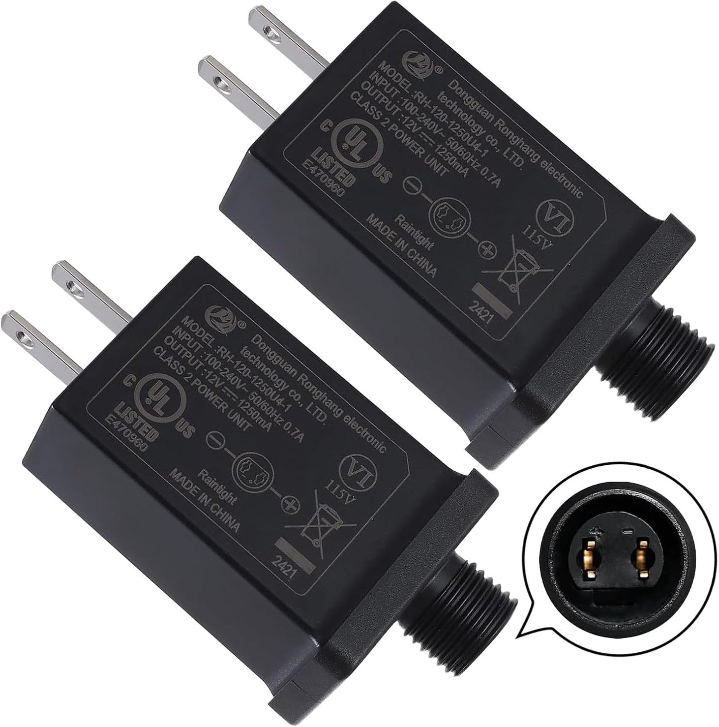 2 Adaptadores inflables 12V 1.25A para decoración patio