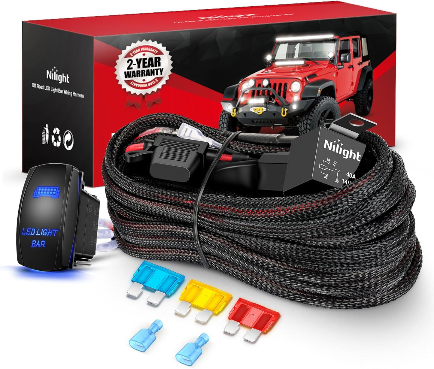 Kit arnés cable 14 AWG 12V relé 5 pines interruptor luz LED