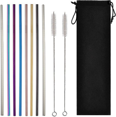 Pajitas metal rectas 8.5pulg reutilizables 10 pzas 7 colores