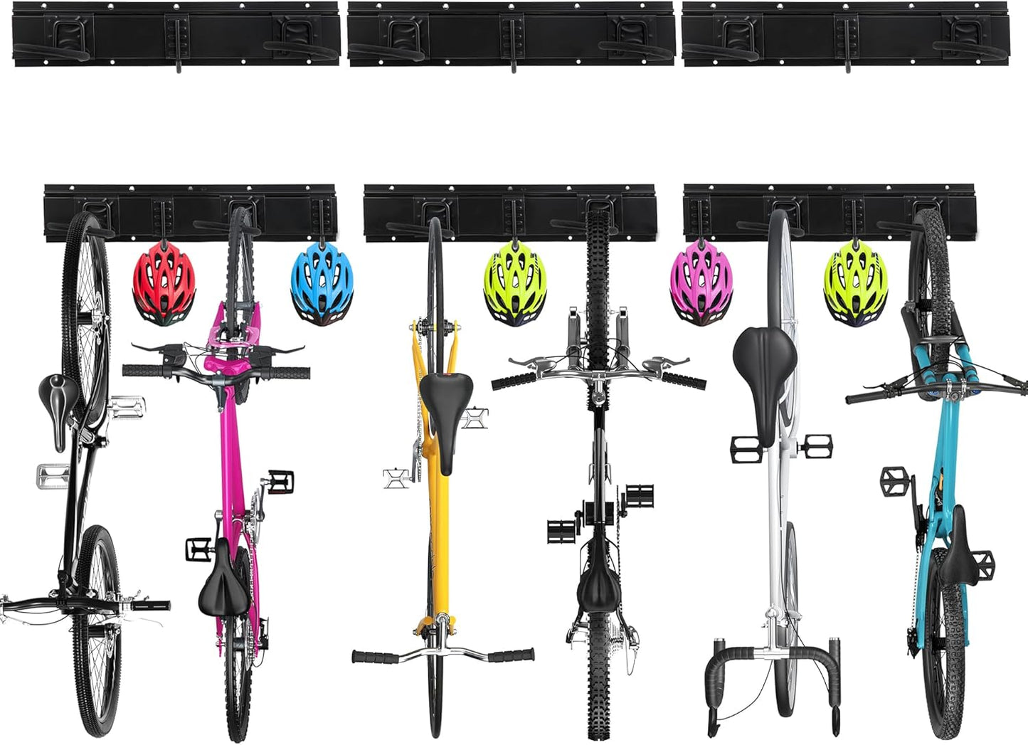 Estante pared para 6 bicis 5 ganchos cascos