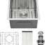 Fregadero cocina empotrado 17" acero inox