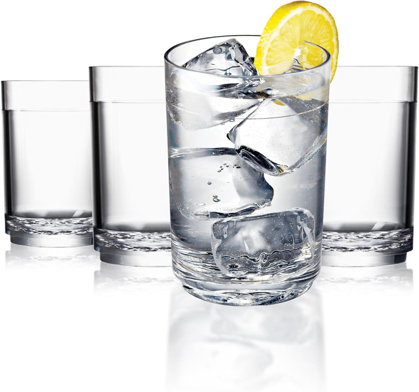 Set 4 vasos Tritan 16oz inastillables sin BPA transparentes