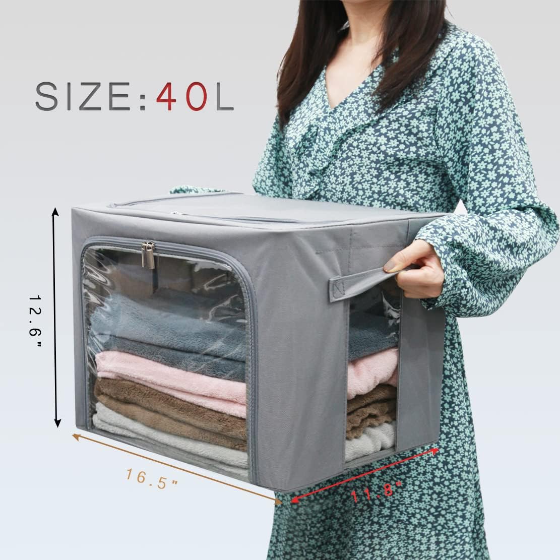 Caja apilable ropa accesorios acero ventana transparente