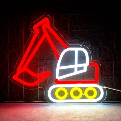 Letrero neón excavadora LED USB para niños dormitorio