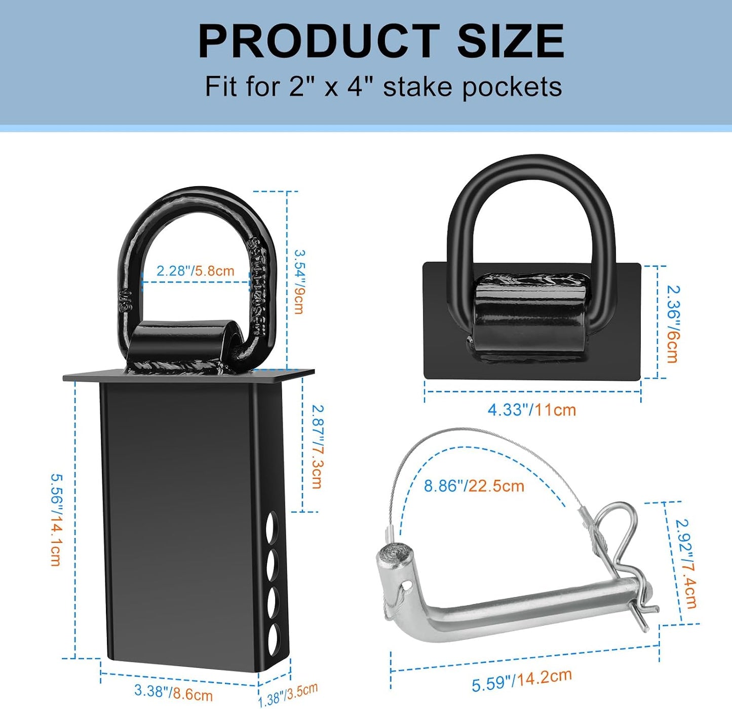 6 Anillos D Bolsillo Estaca Remolque 16200lb Negro