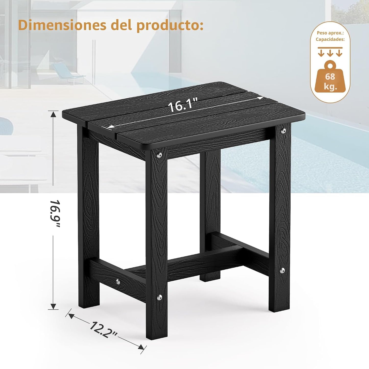 Mesa Auxiliar Exterior Pequeña Adirondack Resistente
