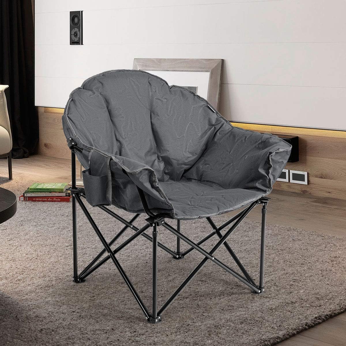Silla camping plegable con asiento acolchado y bolsa