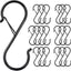 20 Ganchos en S 3.5" Resistentes para Ropa y Ollas Negro