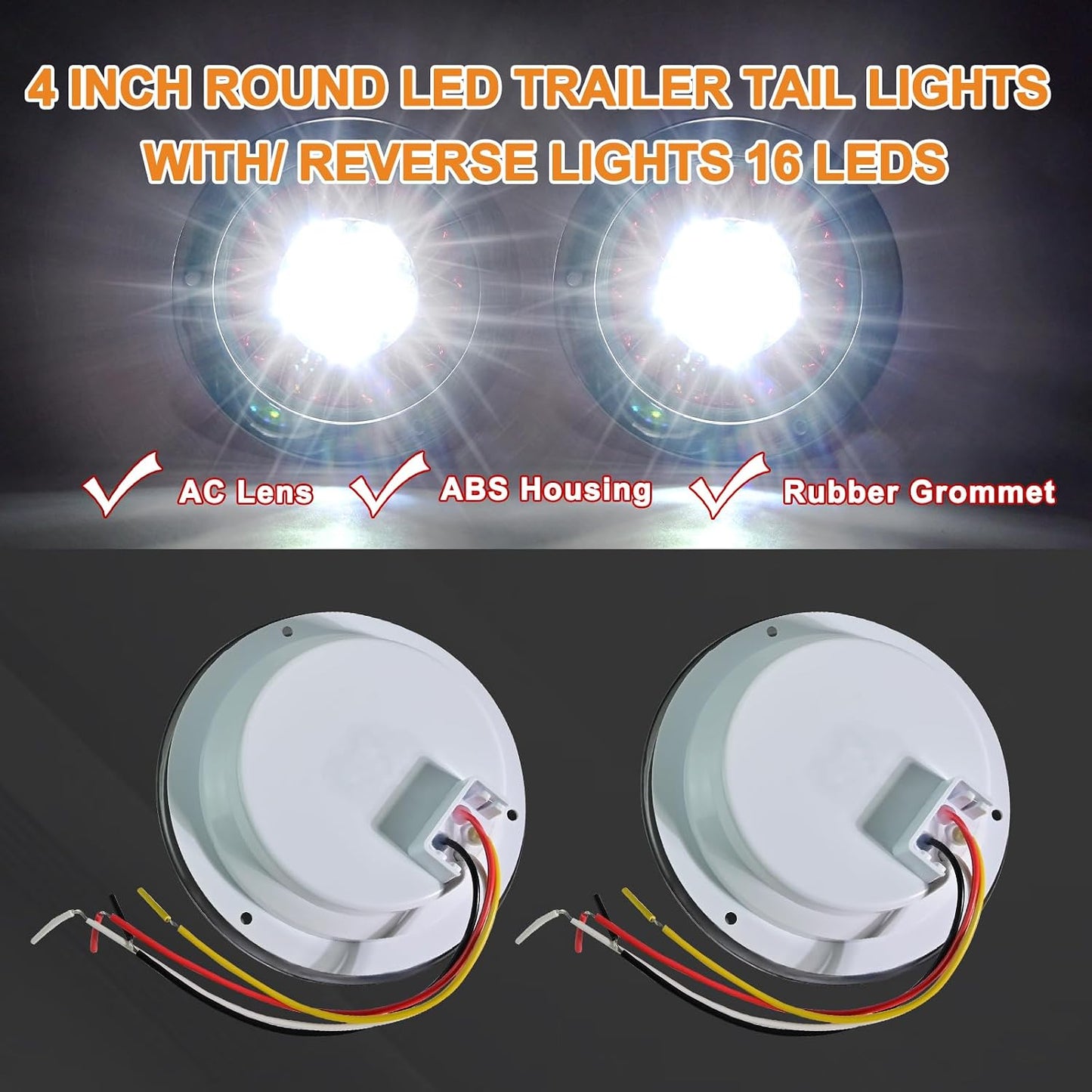 4 Pzas Luces Traseras LED Camión Roja Blanca Brida