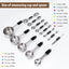 Set 5 Tazas y 8 Cucharas Medidoras Acero Inox con Nivelador