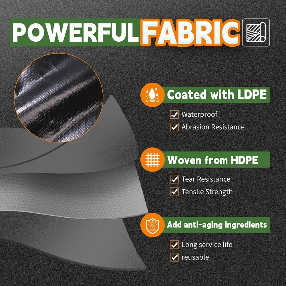Lona negra 7x7ft resistente UV impermeable
