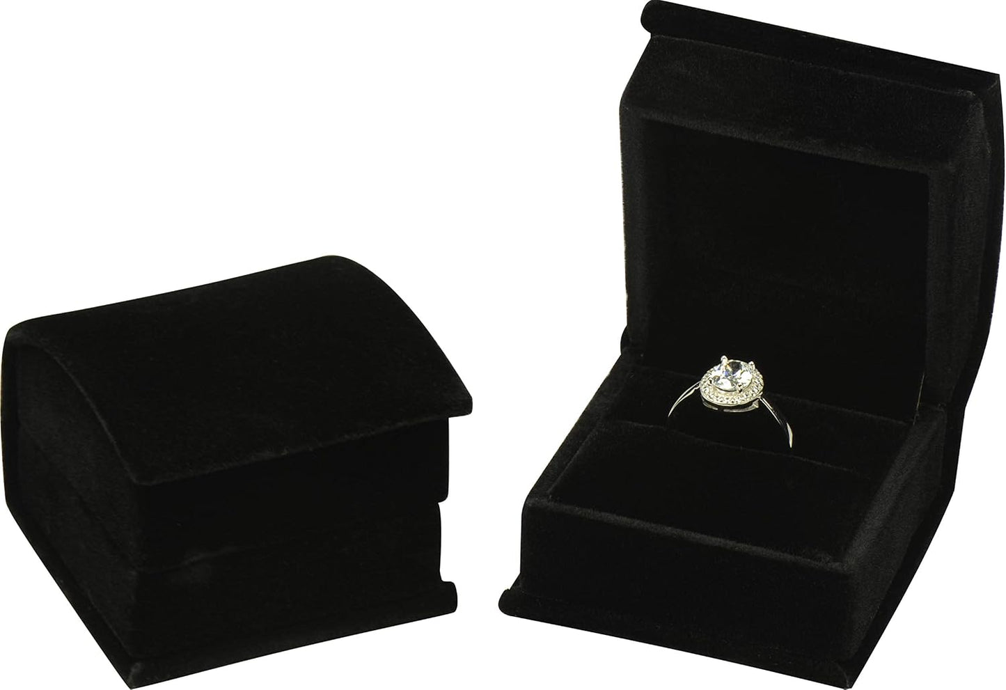 Caja terciopelo negro para anillos regalo bodas compromisos