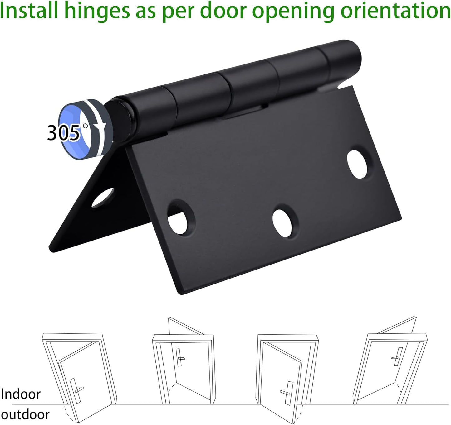 Pack 18 Bisagras Negras 3.5x3.5pulg Puertas Interiores