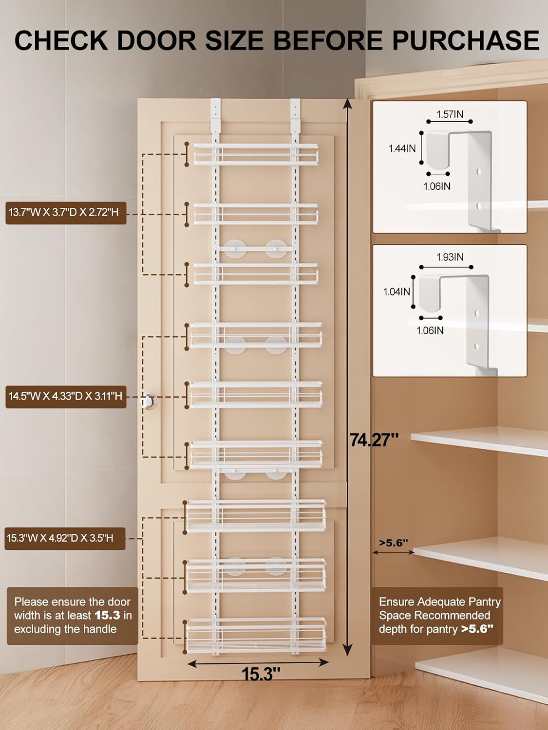 Organiz. puerta 9 niveles para despensa y especias