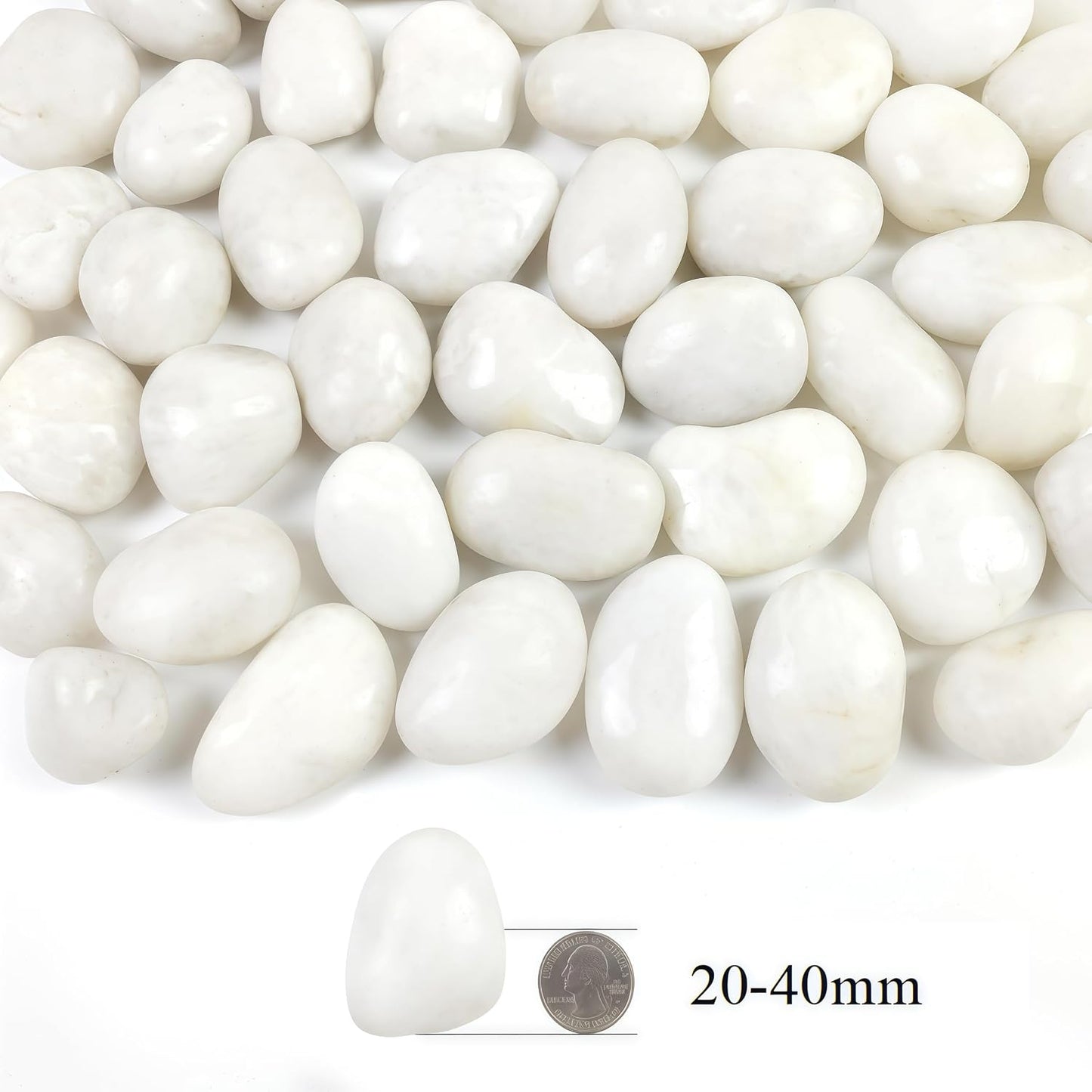 Guijarros blancos pulidos 1-2.2" para acuario