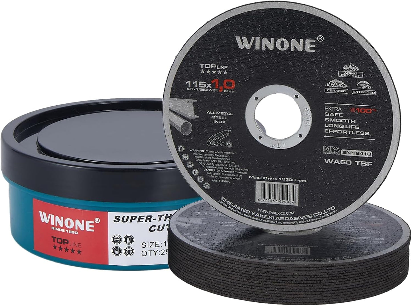 Rueda corte 4 1/2 paq 25 ultrafinas 0.04x0.87pulg acero inox