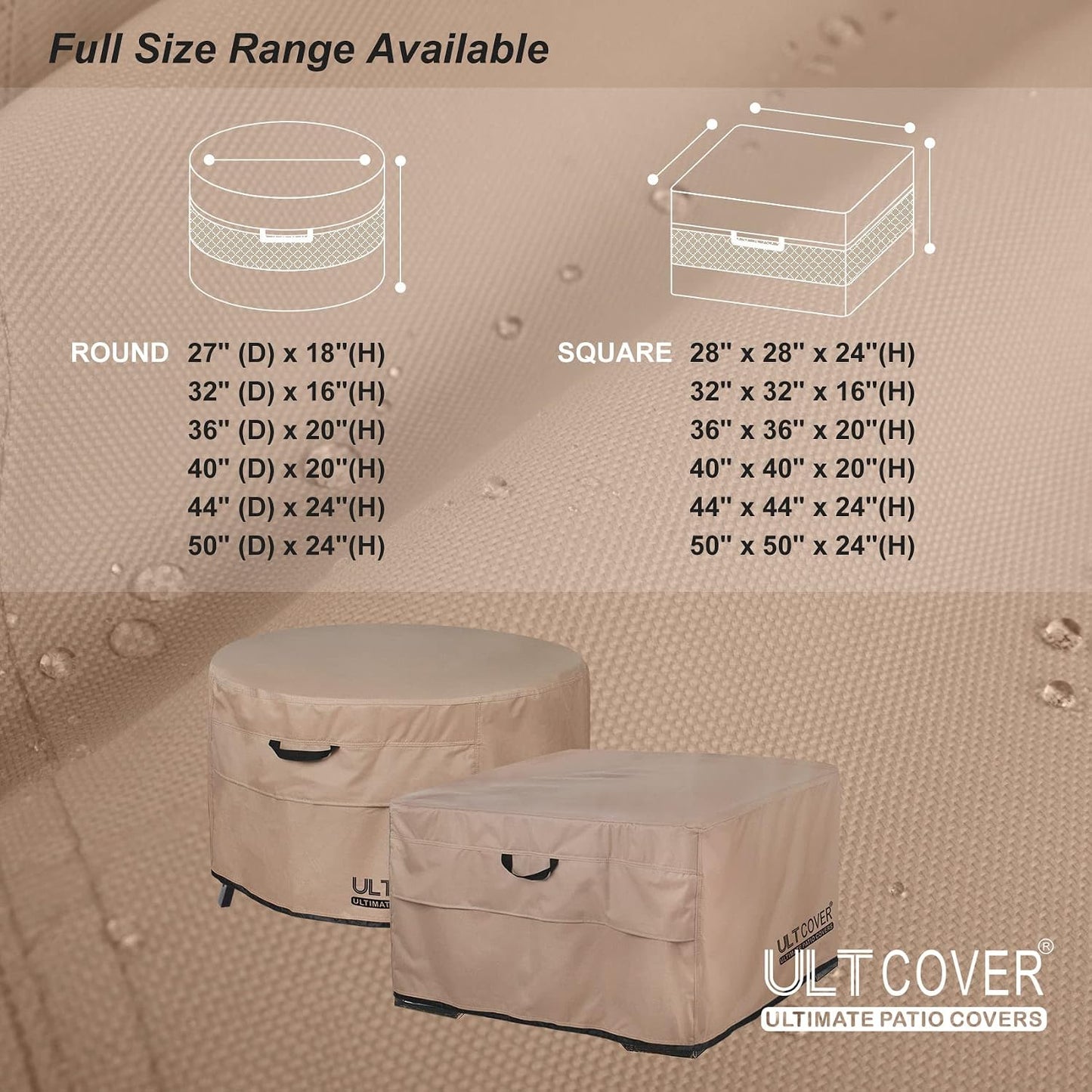 Cubierta mesa fogata patio 28pulg impermeable