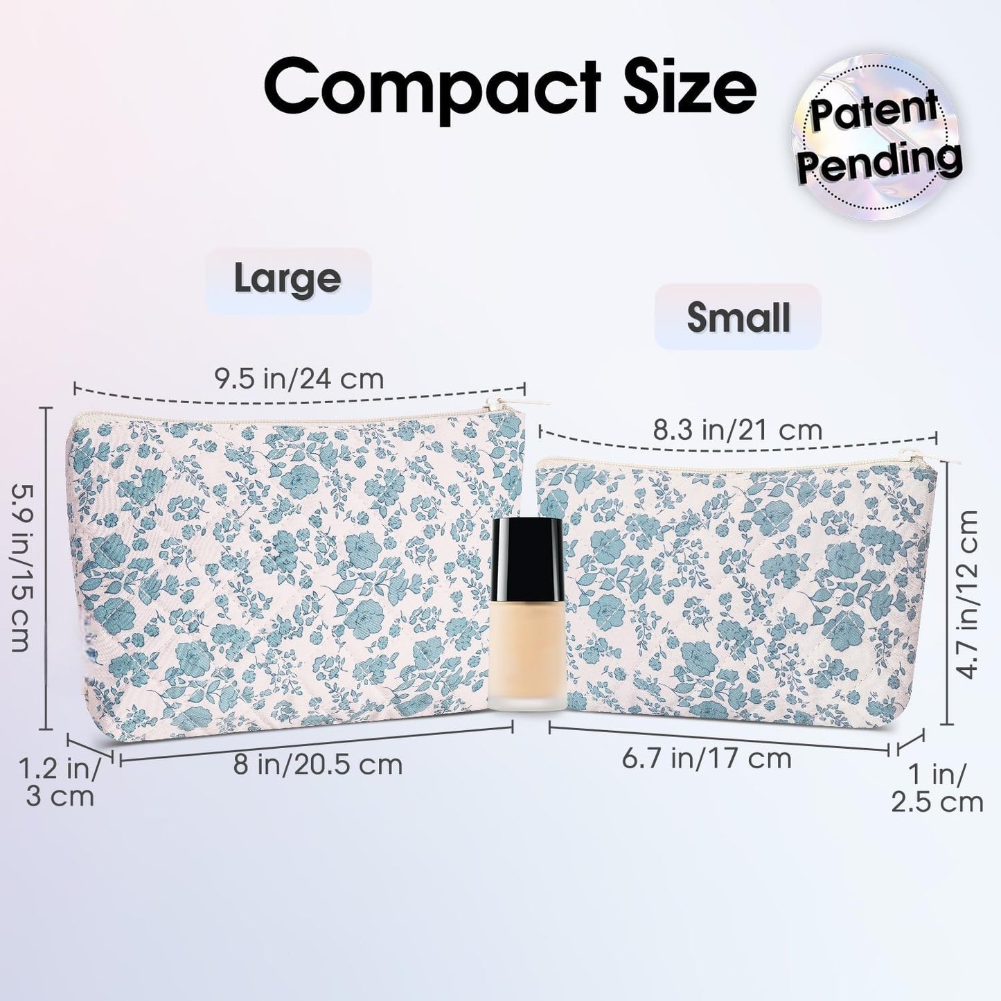 Bolsa maquillaje viaje con cremallera flor azul