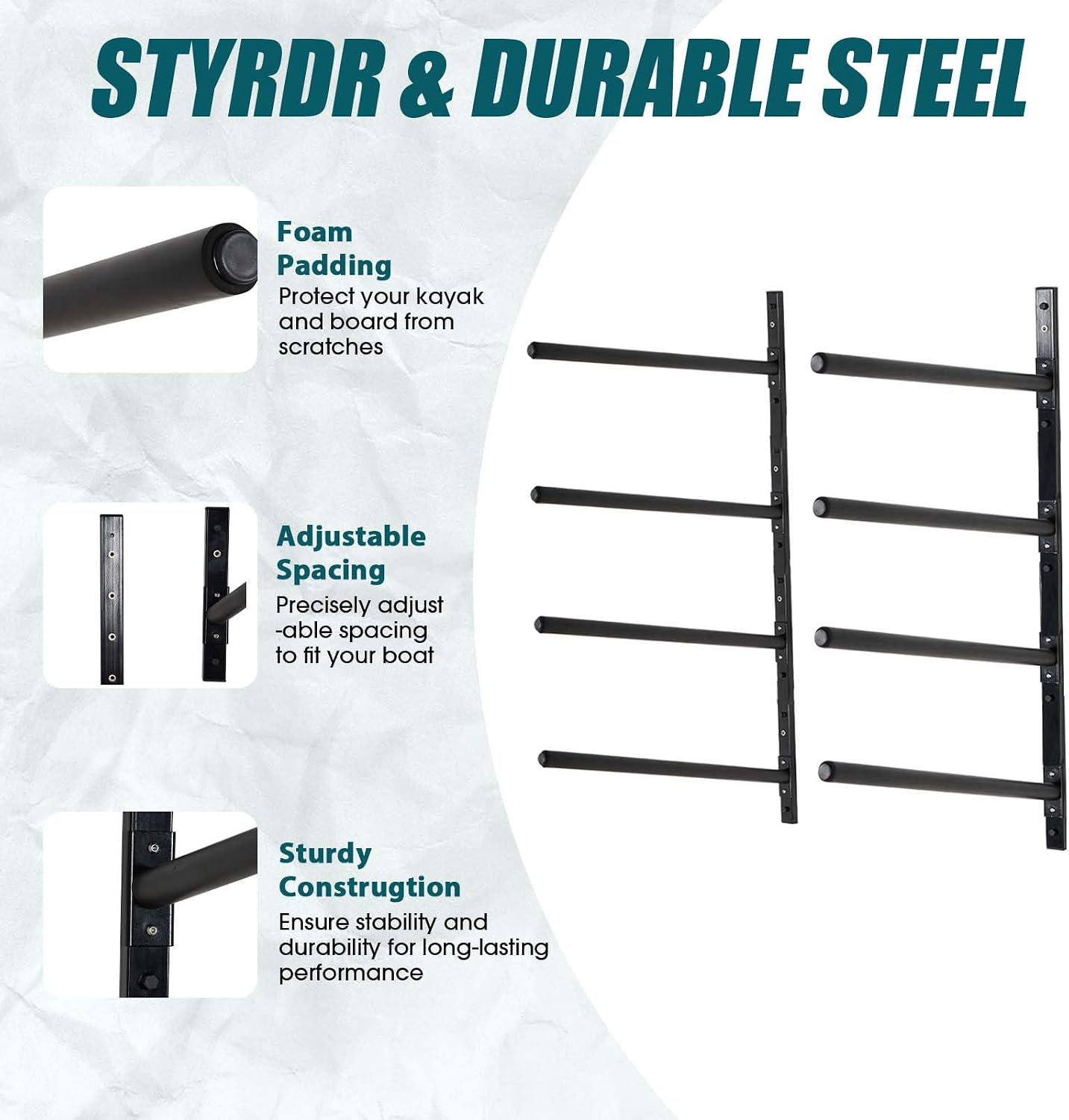 Estante pared ajustable para kayak y garaje 2-4 niveles