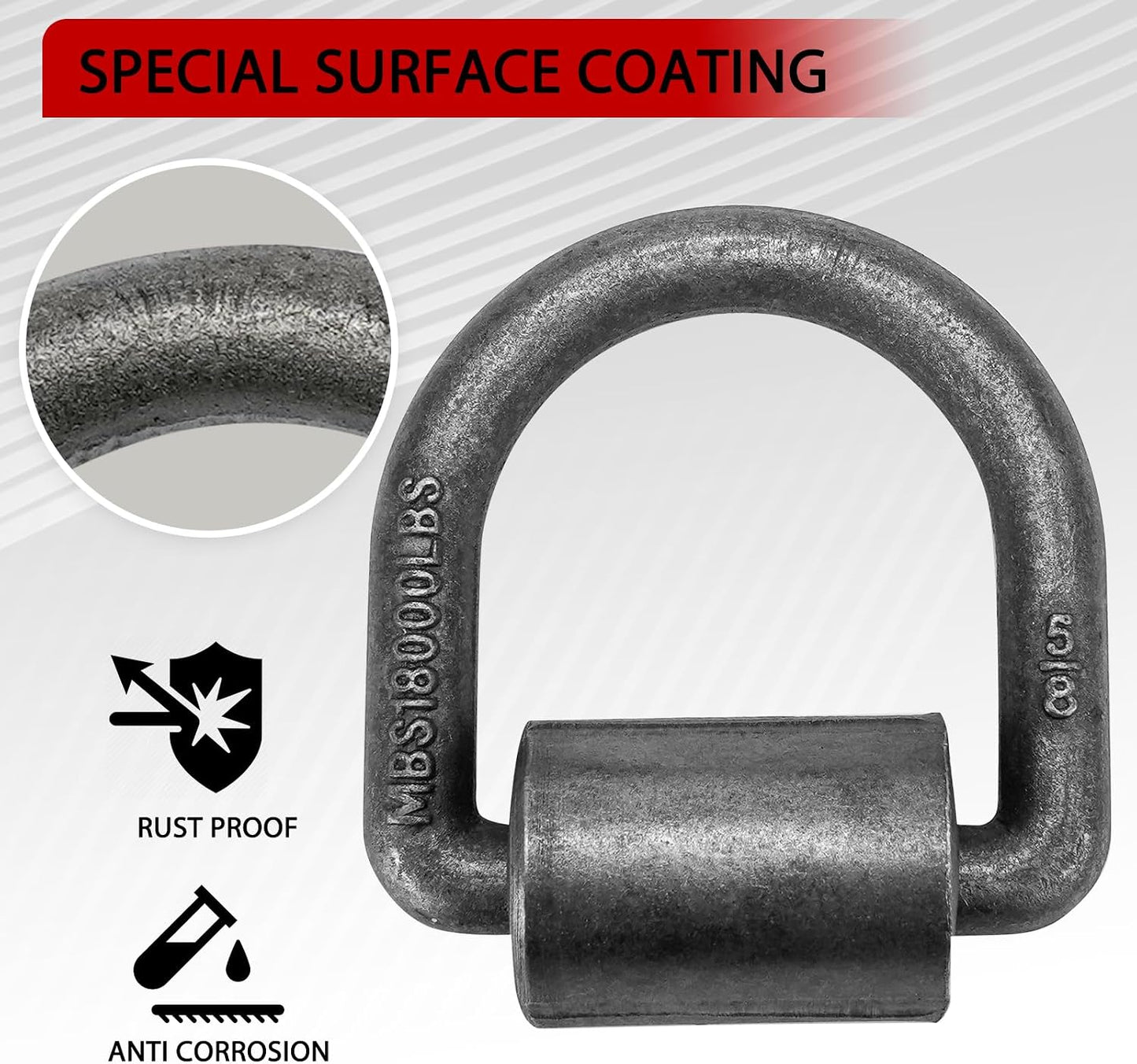 Anclajes anillo D acero forjado 18000lb para ATV UTV pack 4