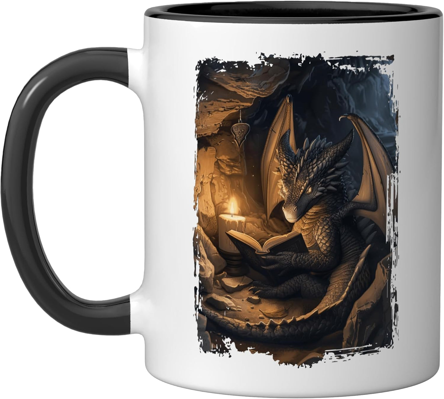 Taza Cerámica Dragon Negro/Blanco